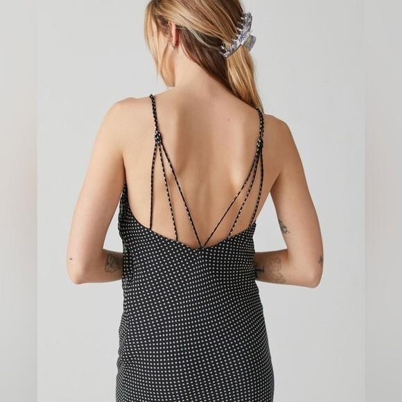 Urban Outfitters Rosalia Chiffon Dress, Polka Dot, Black &‎ White, Size Medium - Picture 3 of 16